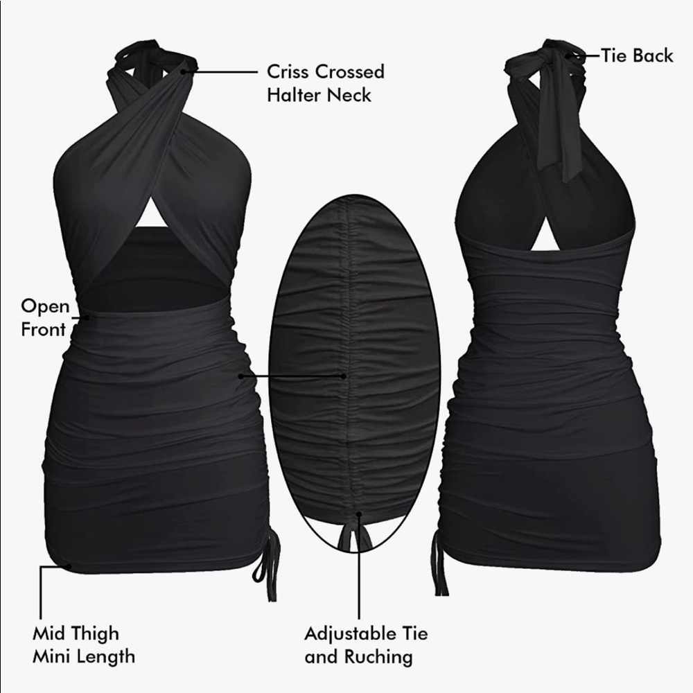 Halter criss cross tie up dress